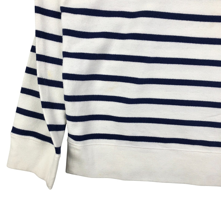 Ralph Lauren POLO RALPH LAUREN Striped Pattern Half-Button Hoodie, Men's XL cotton white type Vintage Second Hand