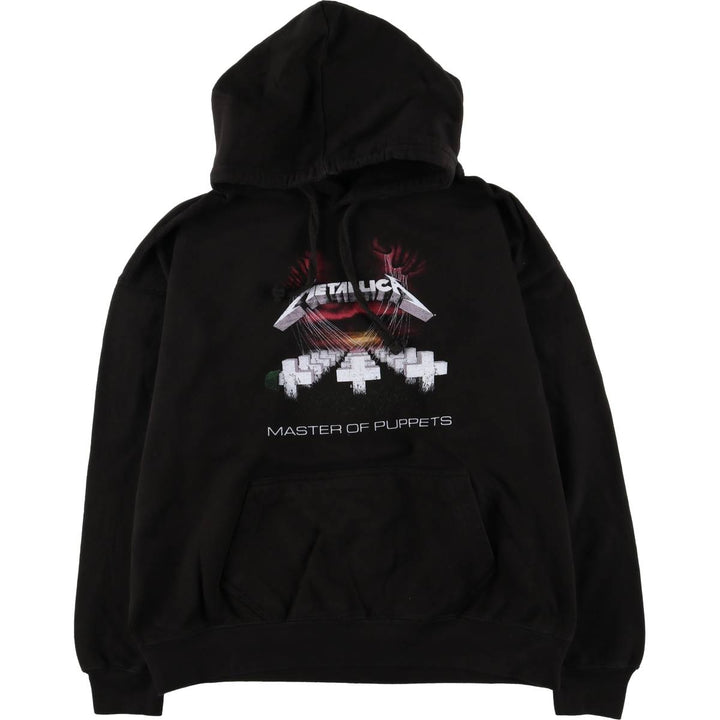 METALLICA band sweatshirt pullover hoodie, men's size L cotton black type Vintage Second Hand