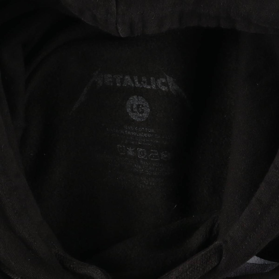 METALLICA band sweatshirt pullover hoodie, men's size L cotton black type Vintage Second Hand