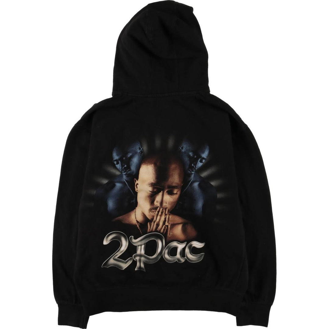 2pac band sweatshirt pullover hoodie, men's size M cotton black type Vintage Second Hand