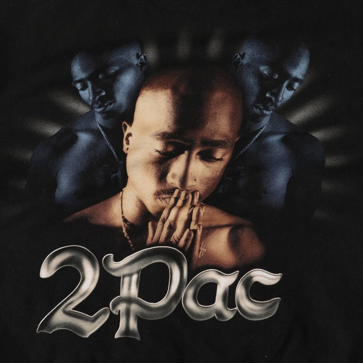 2pac band sweatshirt pullover hoodie, men's size M cotton black type Vintage Second Hand
