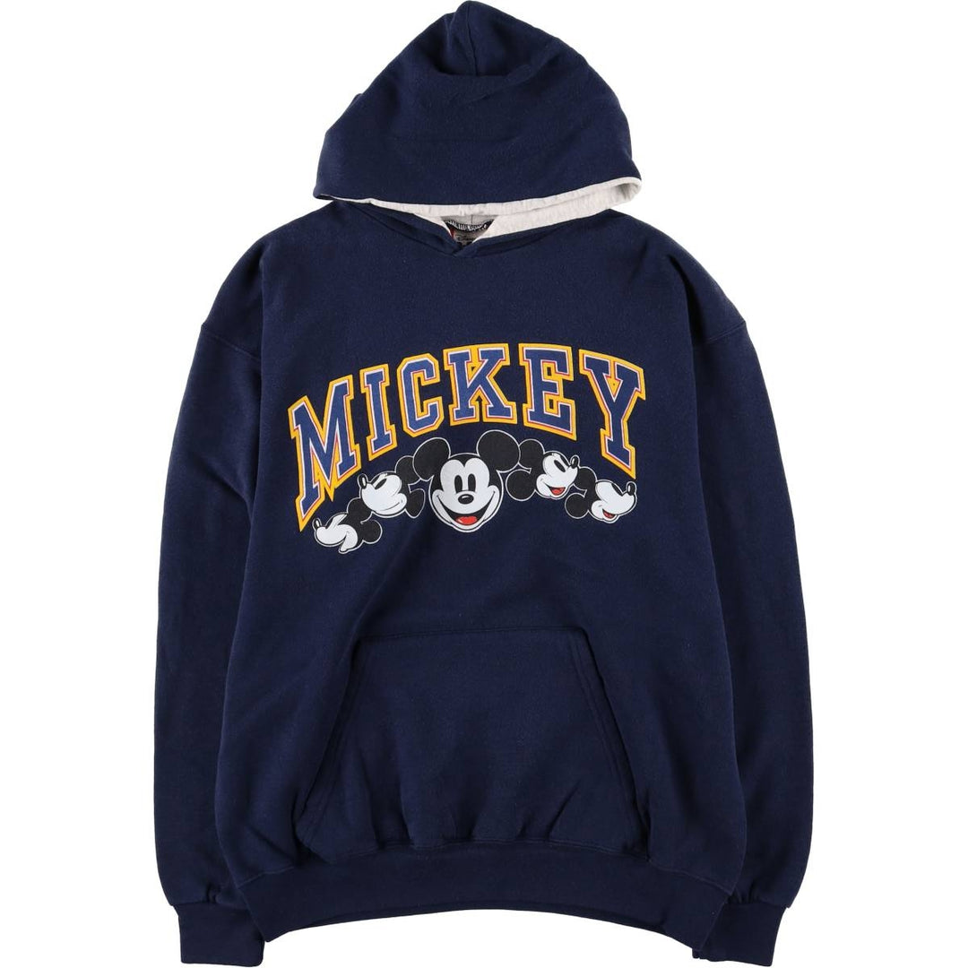 Vintage 90'S Disney Designs Mickey Mouse character pullover sweatshirt, Made in USA, Men's Size L polyester navy blue type Vintage Second Hand