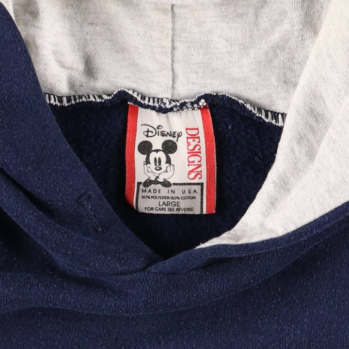 Vintage 90'S Disney Designs Mickey Mouse character pullover sweatshirt, Made in USA, Men's Size L polyester navy blue type Vintage Second Hand