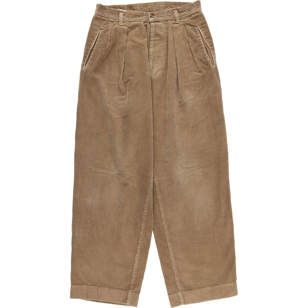 Georges Franck Two-pleat Corduroy Pants, Women's Size L (W27) cotton Beige type Vintage Second Hand