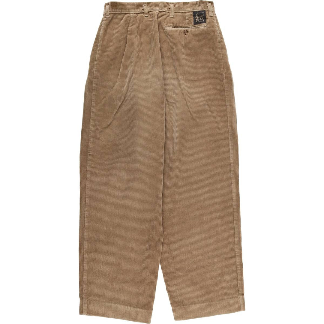 Georges Franck Two-pleat Corduroy Pants, Women's Size L (W27) cotton Beige type Vintage Second Hand