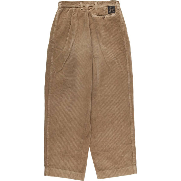 Georges Franck Two-pleat Corduroy Pants, Women's Size L (W27) cotton Beige type Vintage Second Hand
