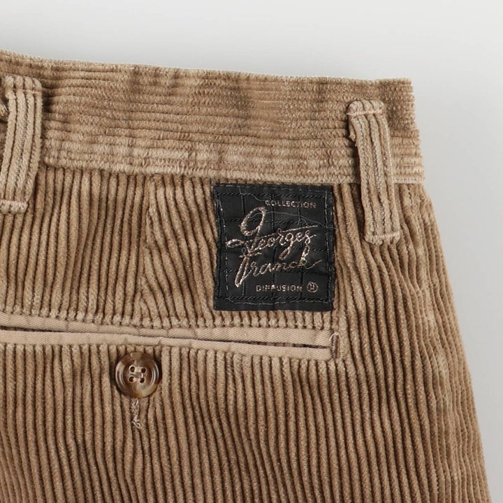 Georges Franck Two-pleat Corduroy Pants, Women's Size L (W27) cotton Beige type Vintage Second Hand