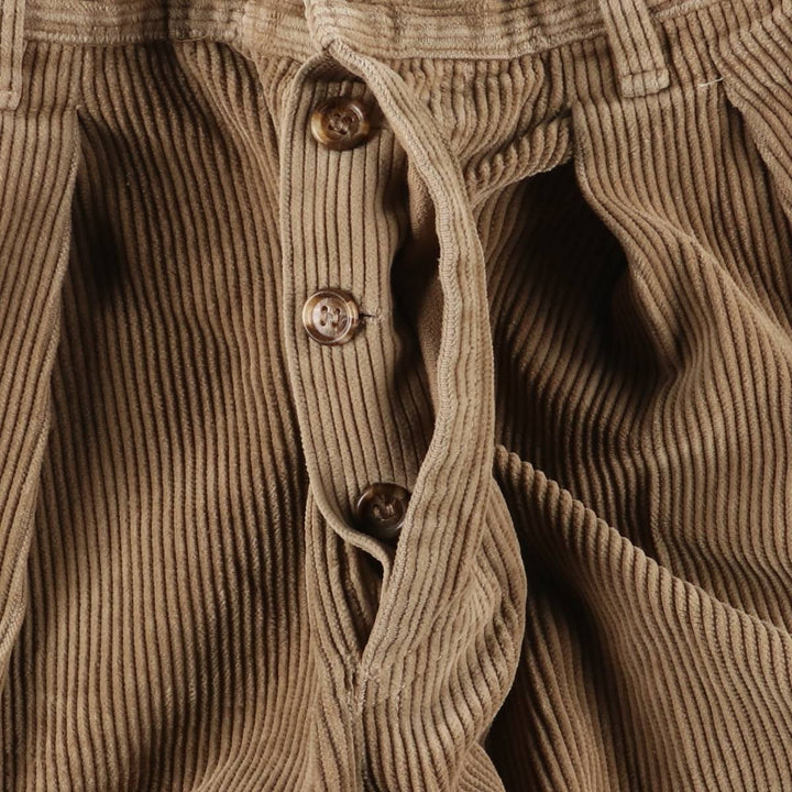 Georges Franck Two-pleat Corduroy Pants, Women's Size L (W27) cotton Beige type Vintage Second Hand