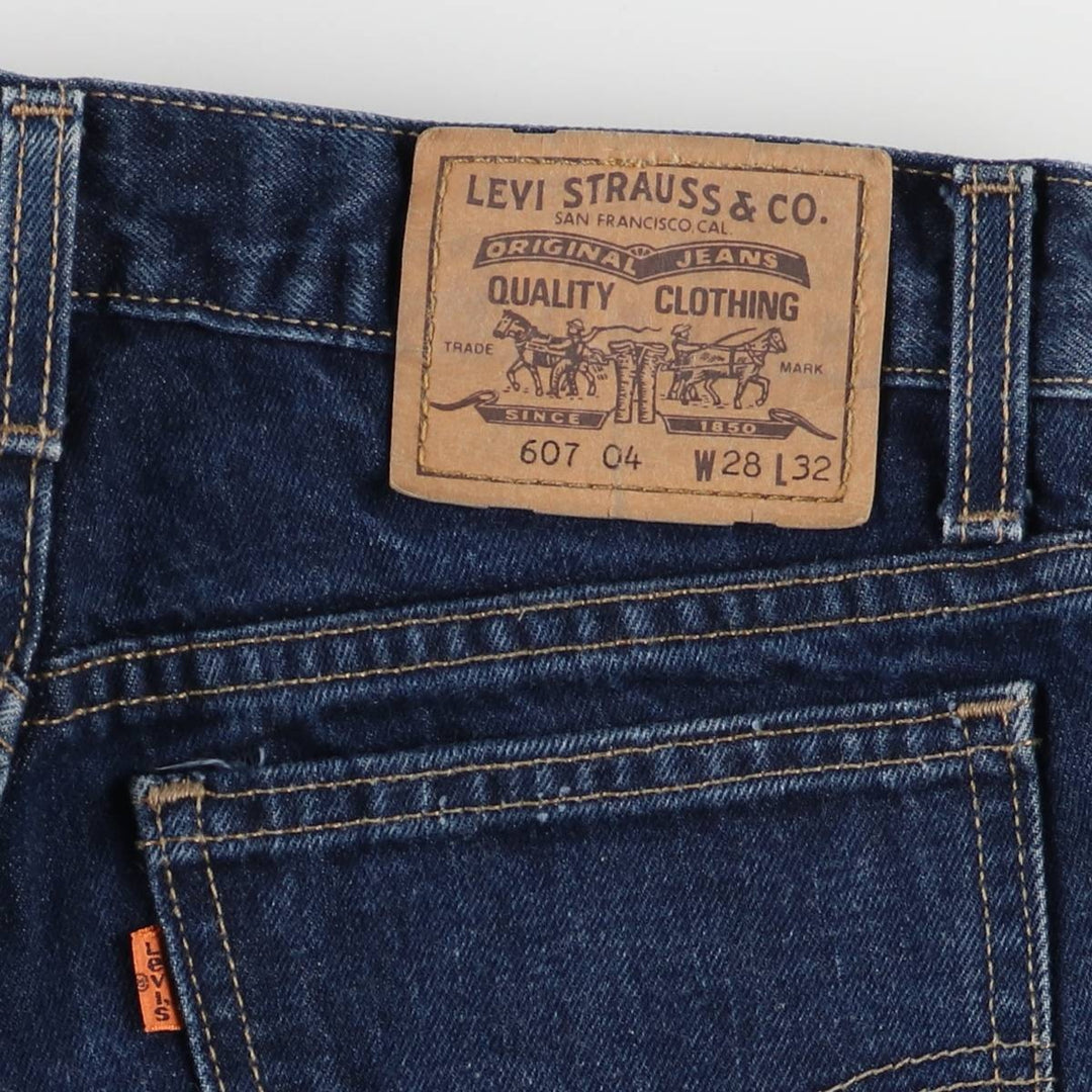 90'S Levi's 607-0401 Euro Model Orange Tab Straight Denim Pants, Women's Size L (W28), Vintage cotton blue type Vintage Second Hand