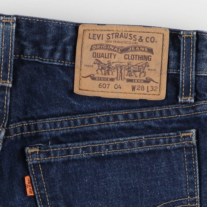 90'S Levi's 607-0401 Euro Model Orange Tab Straight Denim Pants, Women's Size L (W28), Vintage cotton blue type Vintage Second Hand