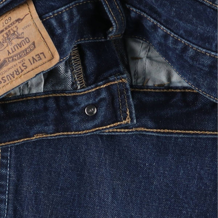 90'S Levi's 607-0401 Euro Model Orange Tab Straight Denim Pants, Women's Size L (W28), Vintage cotton blue type Vintage Second Hand
