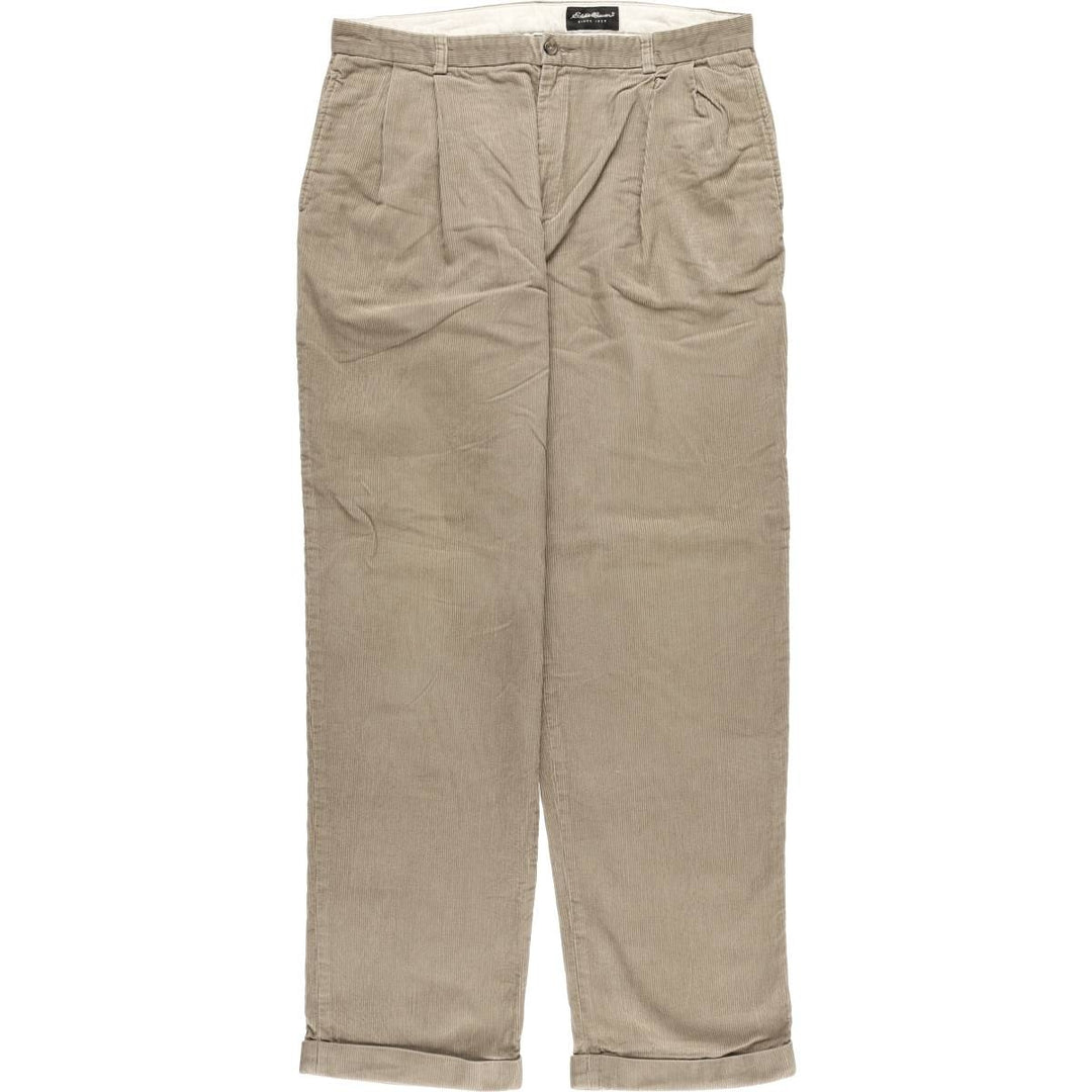 90s-00'S Eddie Bauer Two-pleat Corduroy Pants, Men's, Size W35, Vintage cotton brown type Vintage Second Hand