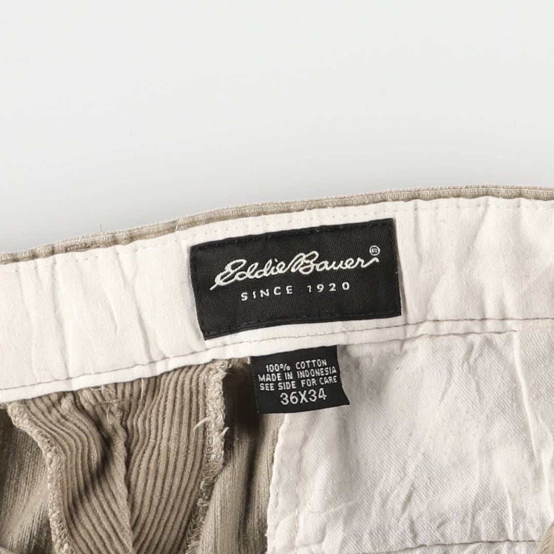 90s-00'S Eddie Bauer Two-pleat Corduroy Pants, Men's, Size W35, Vintage cotton brown type Vintage Second Hand