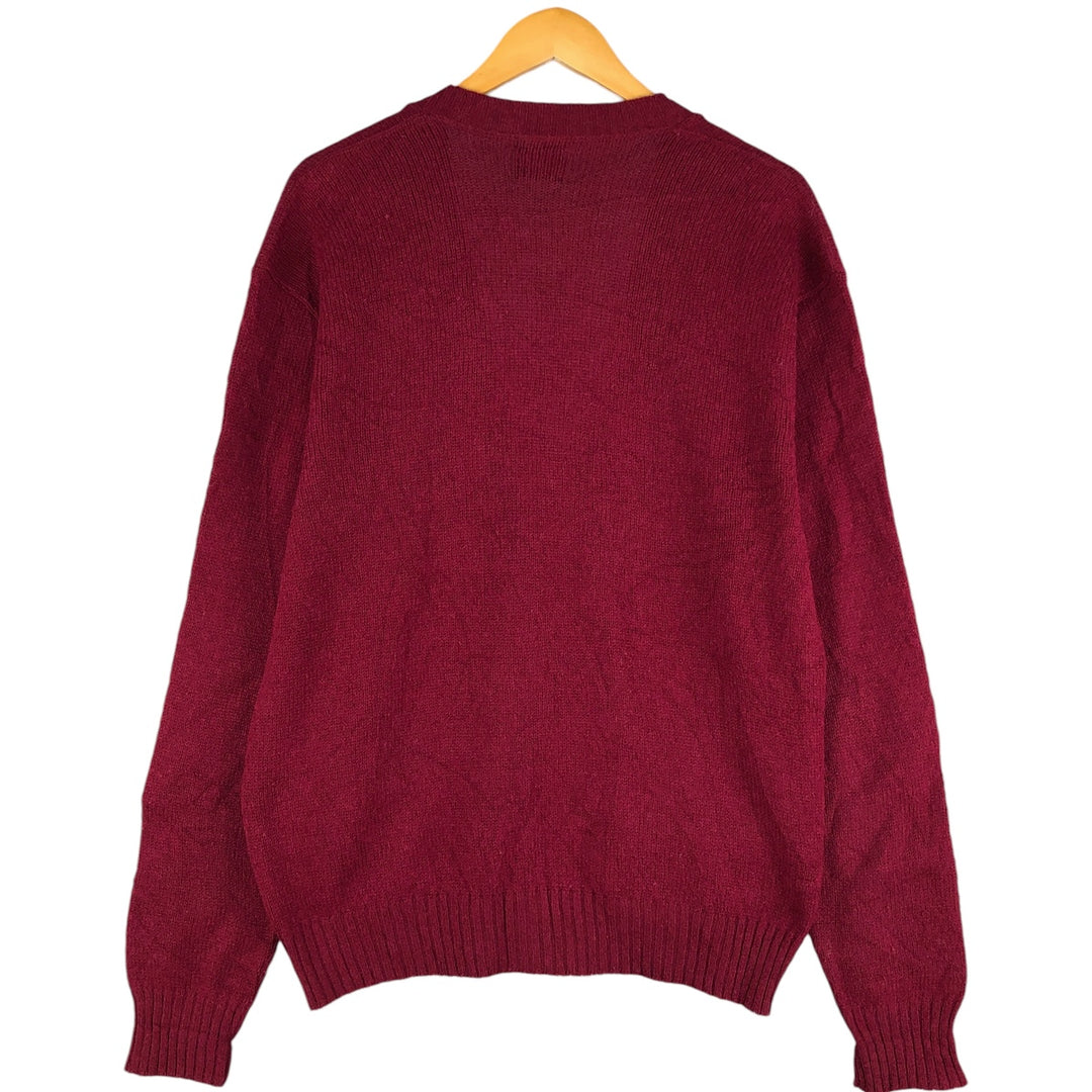 90'S ROBERT BRUCE Wool Knit Cardigan, Made in USA, Men's Size L, Vintage unclear burgundy type Vintage Second Hand