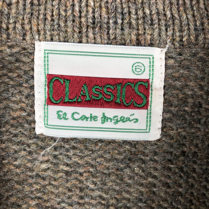 CLASSICS Collared Wool Knit Cardigan, Men's Size L, Vintage wool brown type Vintage Second Hand