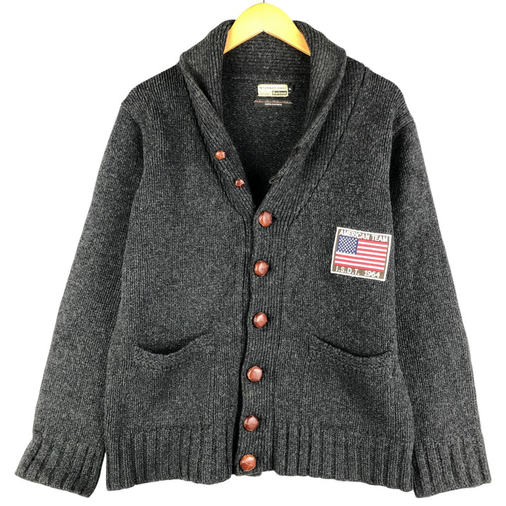 Barbour Stars and Stripes Shawl Collar Wool Knit Cardigan, Men's XL wool Charcoal Vintage Second Hand