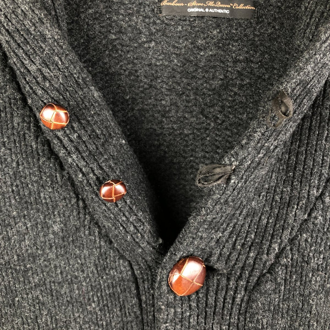 Barbour Stars and Stripes Shawl Collar Wool Knit Cardigan, Men's XL wool Charcoal Vintage Second Hand