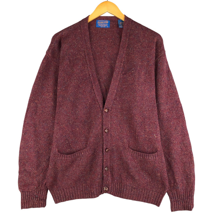 2000'S Pendleton Color Nep Wool Knit Cardigan, Men's Size L wool burgundy type Vintage Second Hand
