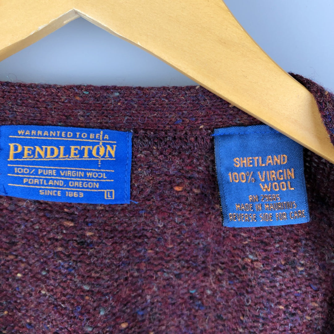 2000'S Pendleton Color Nep Wool Knit Cardigan, Men's Size L wool burgundy type Vintage Second Hand
