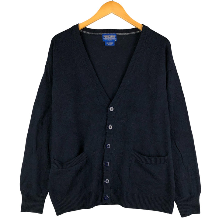 Vintage Pendleton wool knit cardigan, men's size M, long sleeves Lamb wool navy blue type Vintage Second Hand
