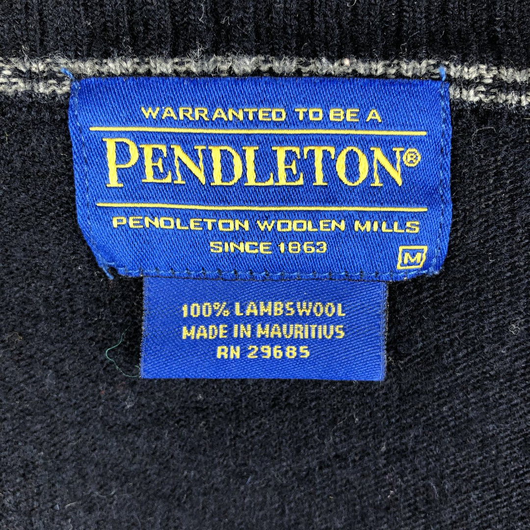 Vintage Pendleton wool knit cardigan, men's size M, long sleeves Lamb wool navy blue type Vintage Second Hand