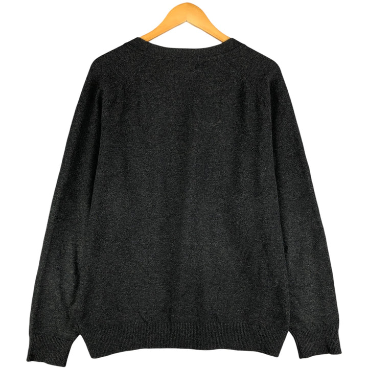 90s-00'S LLBean wool knit cardigan, men's size L Lamb wool black type Vintage Second Hand