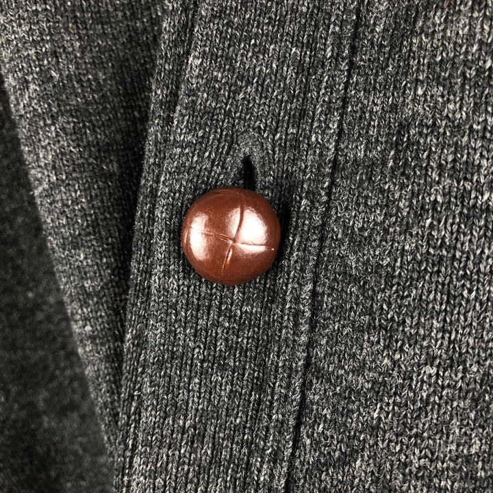 90s-00'S LLBean wool knit cardigan, men's size L Lamb wool black type Vintage Second Hand