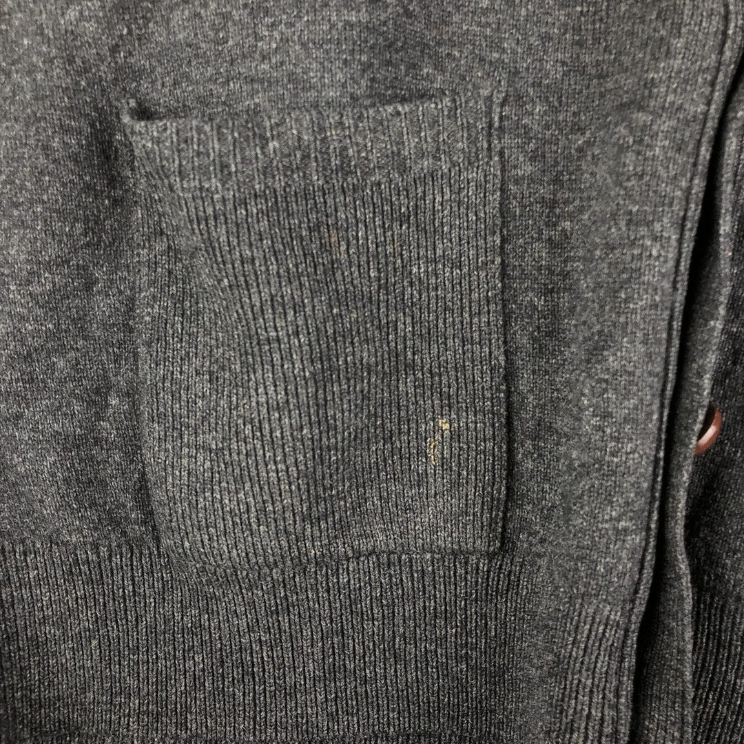 90s-00'S LLBean wool knit cardigan, men's size L Lamb wool black type Vintage Second Hand