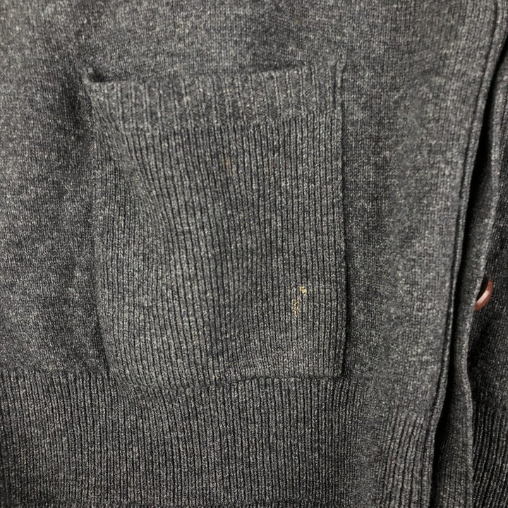 90s-00'S LLBean wool knit cardigan, men's size L Lamb wool black type Vintage Second Hand