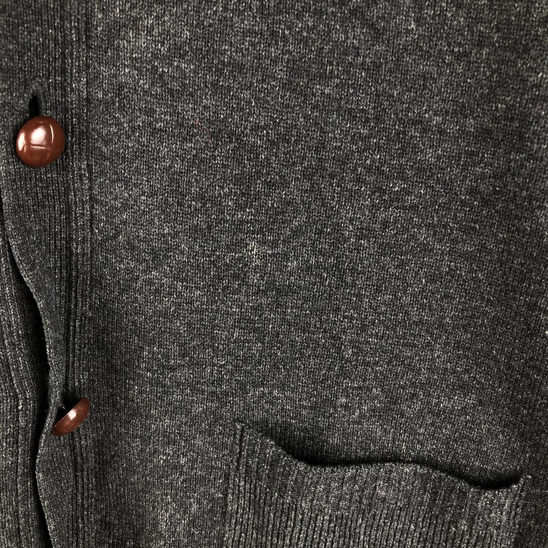 90s-00'S LLBean wool knit cardigan, men's size L Lamb wool black type Vintage Second Hand