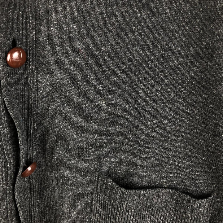 90s-00'S LLBean wool knit cardigan, men's size L Lamb wool black type Vintage Second Hand