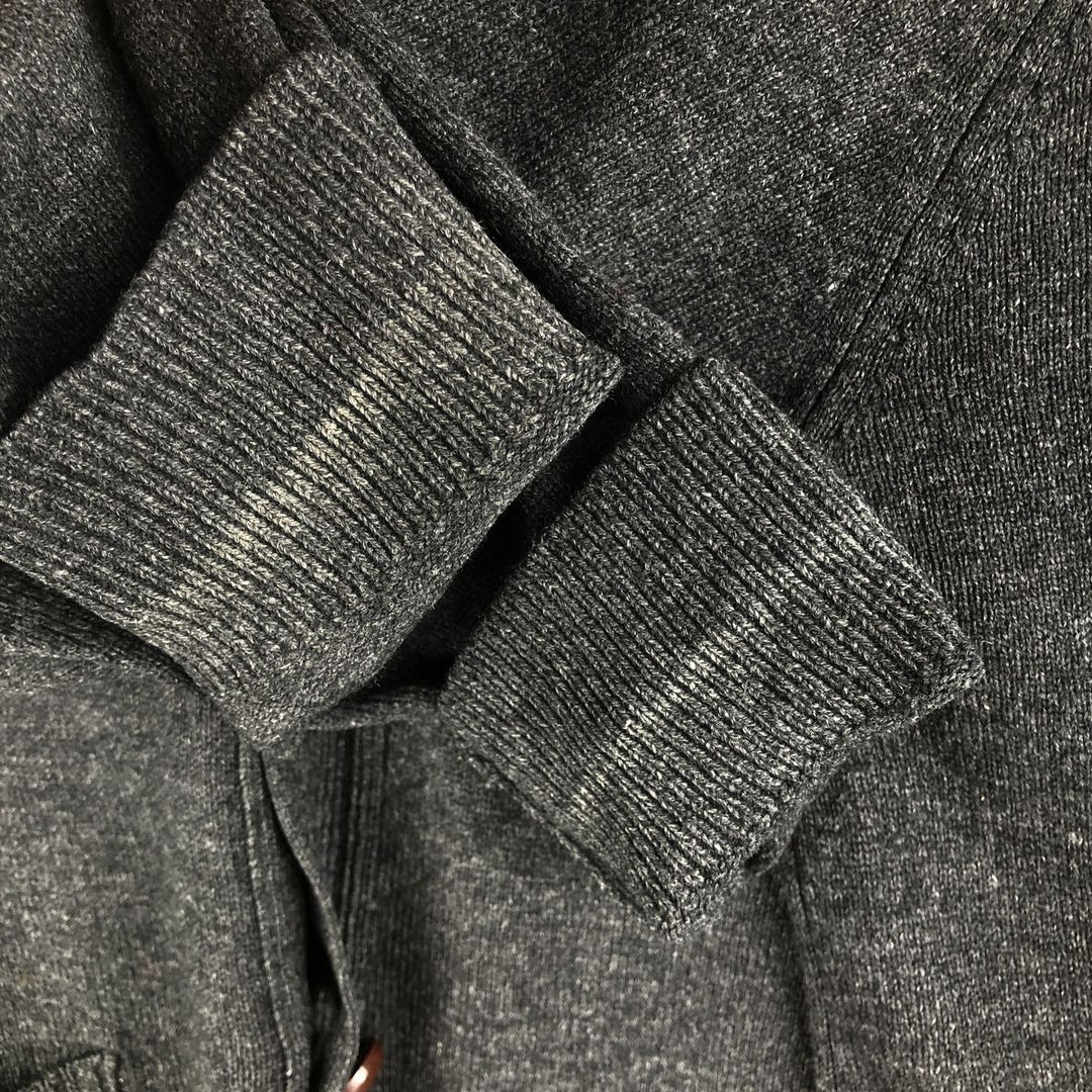 90s-00'S LLBean wool knit cardigan, men's size L Lamb wool black type Vintage Second Hand