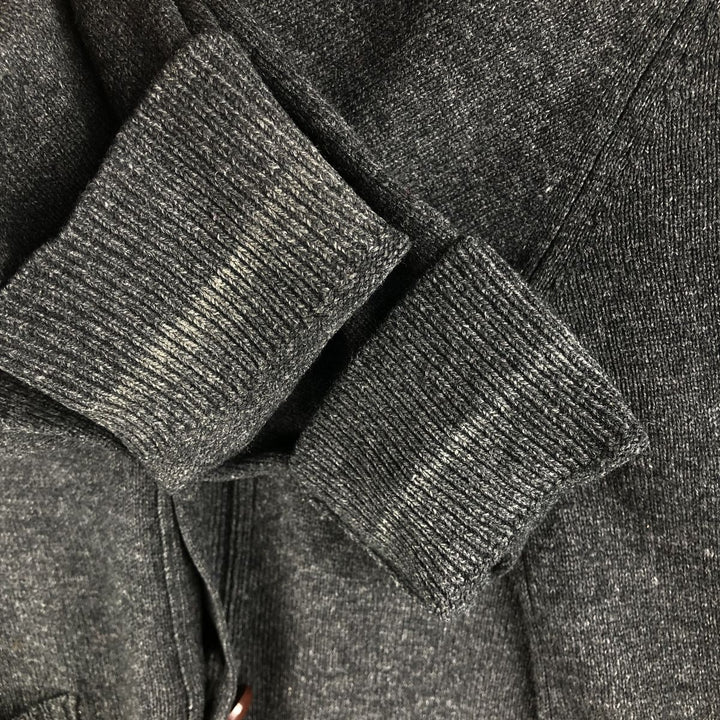 90s-00'S LLBean wool knit cardigan, men's size L Lamb wool black type Vintage Second Hand