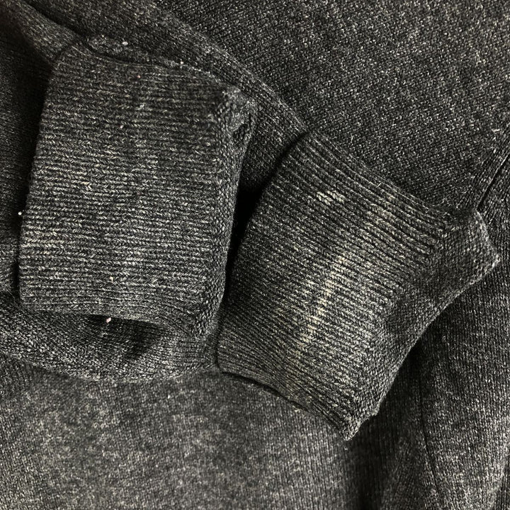 90s-00'S LLBean wool knit cardigan, men's size L Lamb wool black type Vintage Second Hand