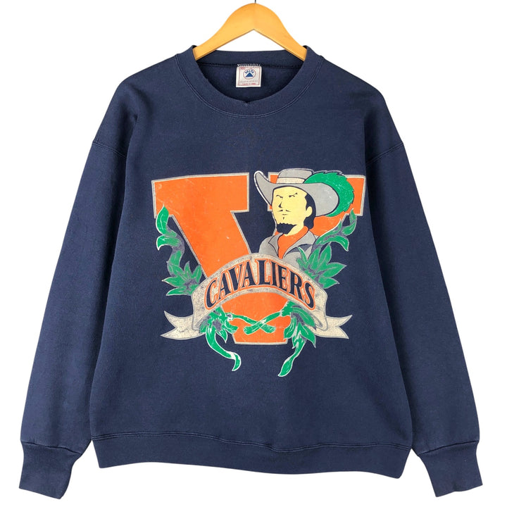 Vintage 90'S Delta Fifty-Fifty College Character Sweatshirt, Made in USA, Men's Size XL cotton navy blue type Vintage Second Hand