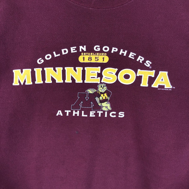 90'S Lee SPORT University of Minnesota Triple Print College Character Sweatshirt, Made in USA, Men's XL cotton burgundy type Vintage Second Hand