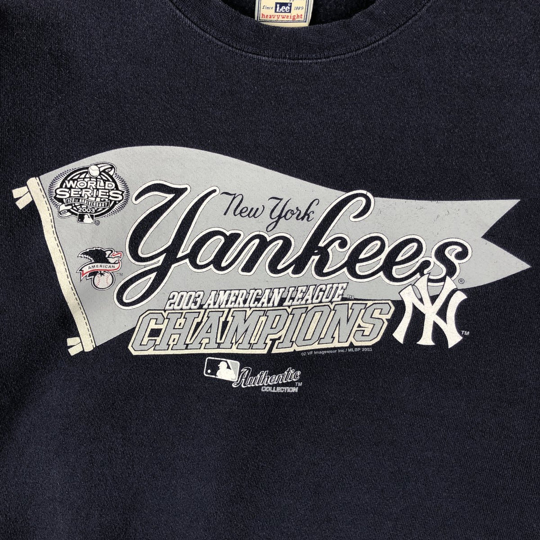 Lee MLB New York Yankees Print Sweatshirt, Men's, Size L, Vintage cotton navy blue type Vintage Second Hand