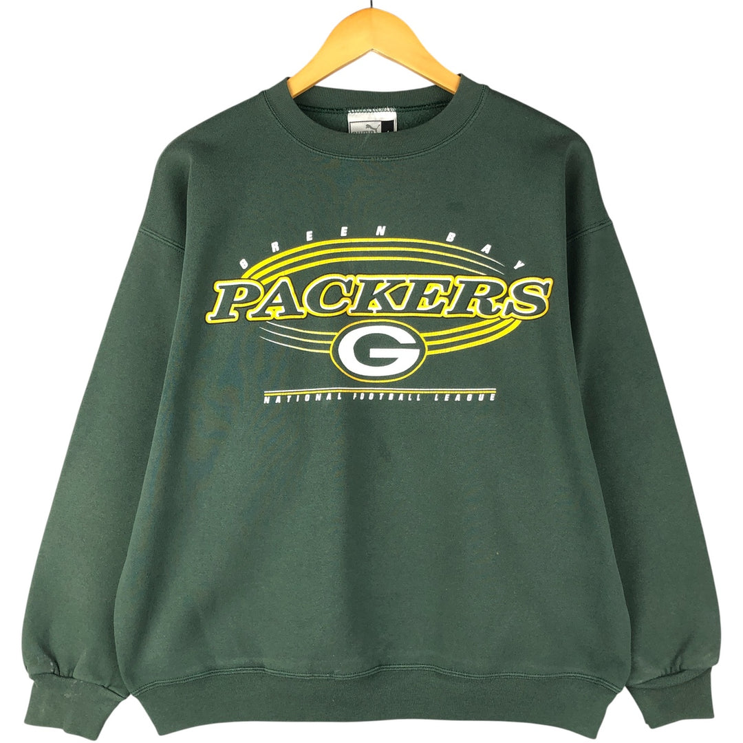 PUMA NFL GREEN BAY PACKERS Print Sweatshirt, Men's Size L cotton green type Vintage Second Hand