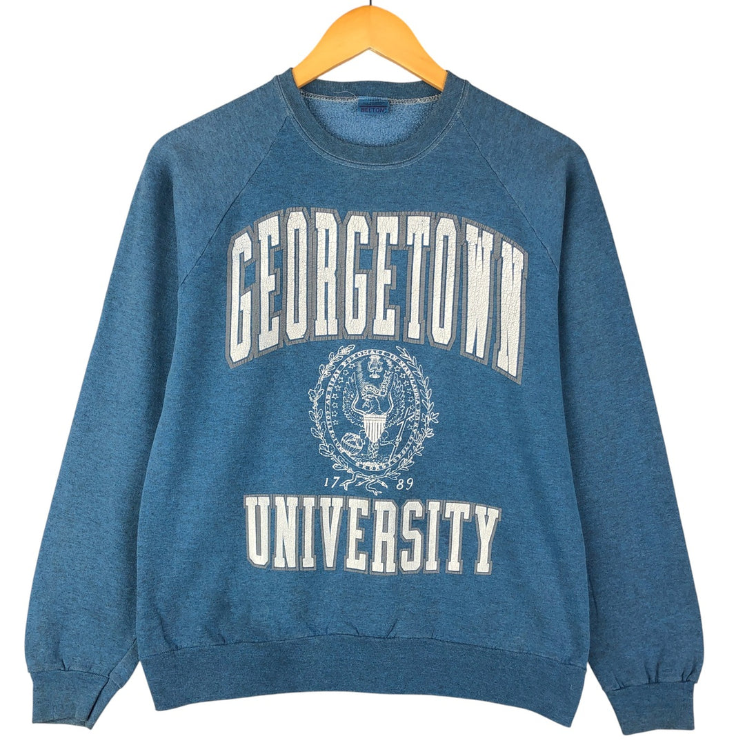 Vintage 1980'S Belton triple print college sweatshirt, made in the USA, size L, men's cotton blue type Vintage Second Hand