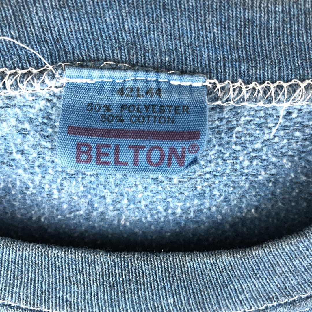 Vintage 1980'S Belton triple print college sweatshirt, made in the USA, size L, men's cotton blue type Vintage Second Hand