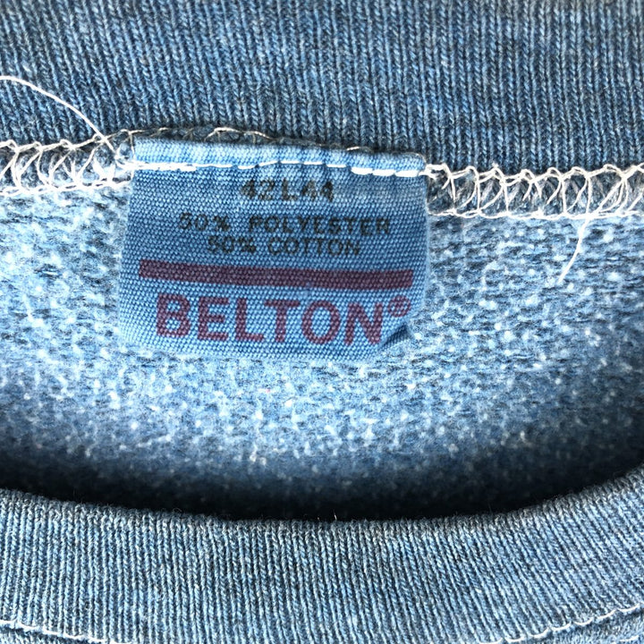Vintage 1980'S Belton triple print college sweatshirt, made in the USA, size L, men's cotton blue type Vintage Second Hand
