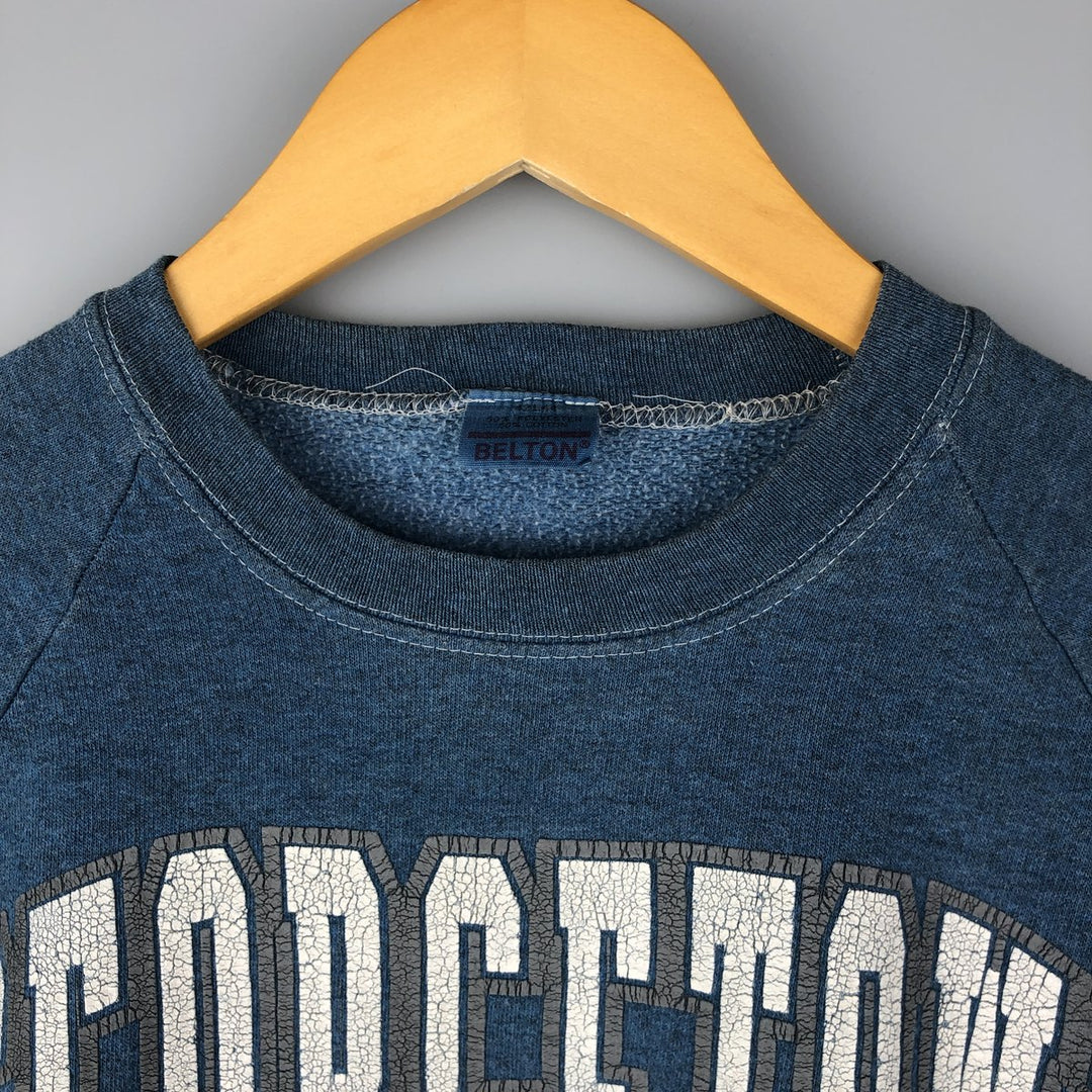 Vintage 1980'S Belton triple print college sweatshirt, made in the USA, size L, men's cotton blue type Vintage Second Hand
