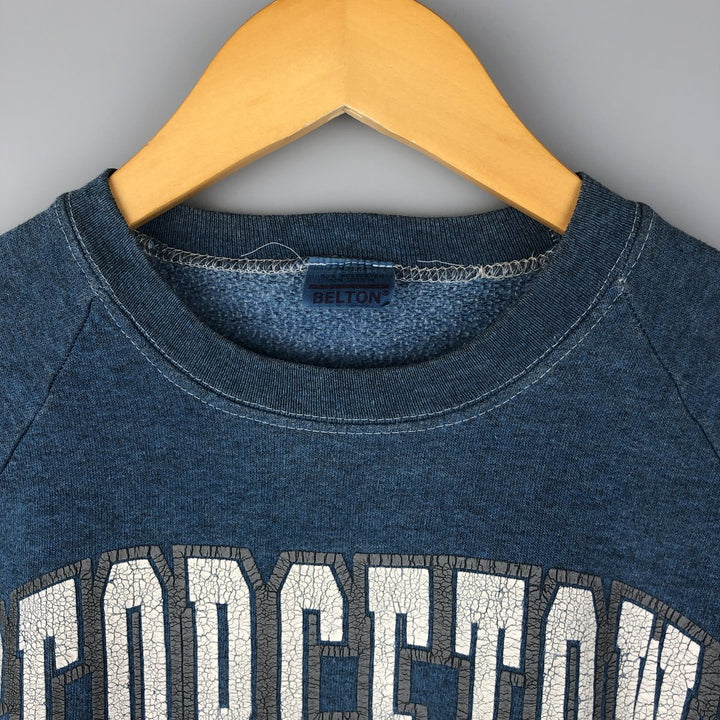 Vintage 1980'S Belton triple print college sweatshirt, made in the USA, size L, men's cotton blue type Vintage Second Hand