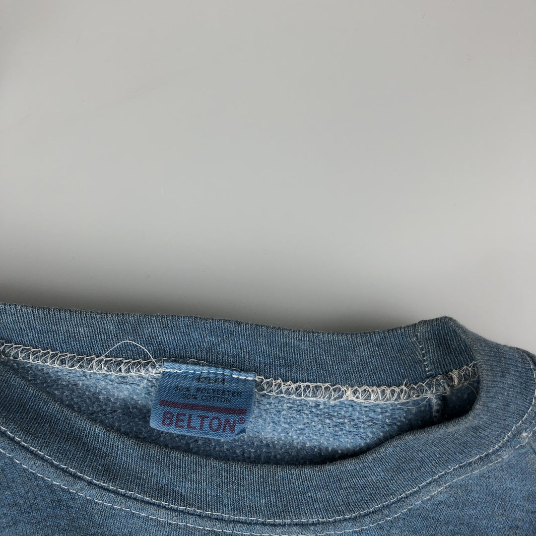 Vintage 1980'S Belton triple print college sweatshirt, made in the USA, size L, men's cotton blue type Vintage Second Hand