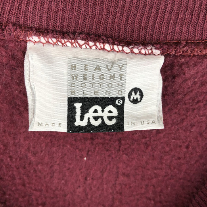Vintage 90'S Lee Heavy Weight Triple Print College Sweatshirt, Made in USA, Men's Size Medium cotton burgundy type Vintage Second Hand
