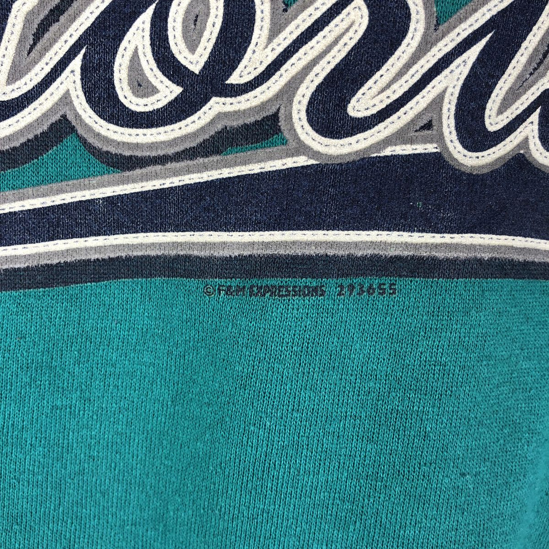 Vintage 90'S GARMENTGRAPHICS college sweatshirt, made in the USA, size L, men's cotton Emerald green Vintage Second Hand