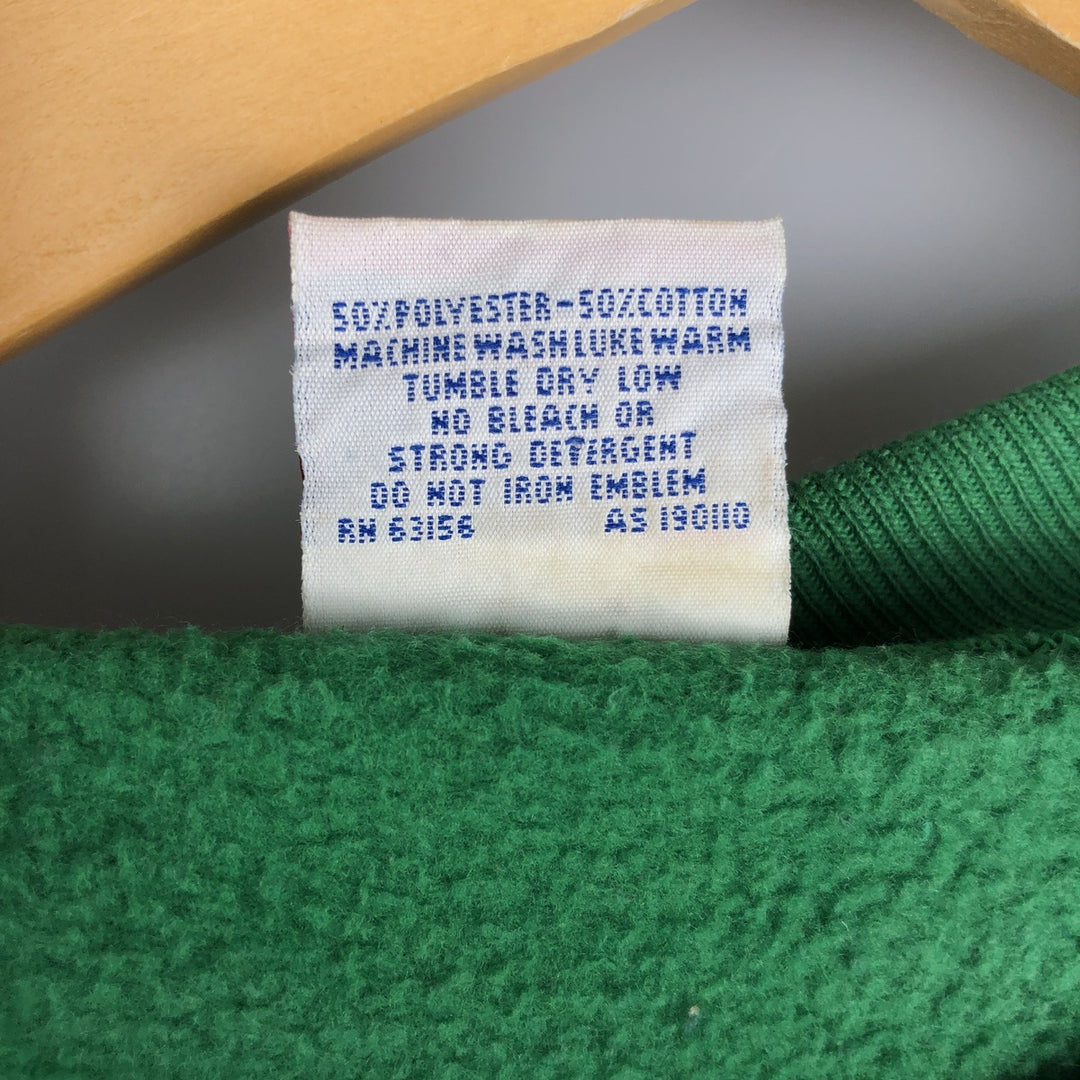 90'S SPA Michigan State University Triple Print College Character Sweatshirt, Made in USA, Men's Size L cotton green type Vintage Second Hand