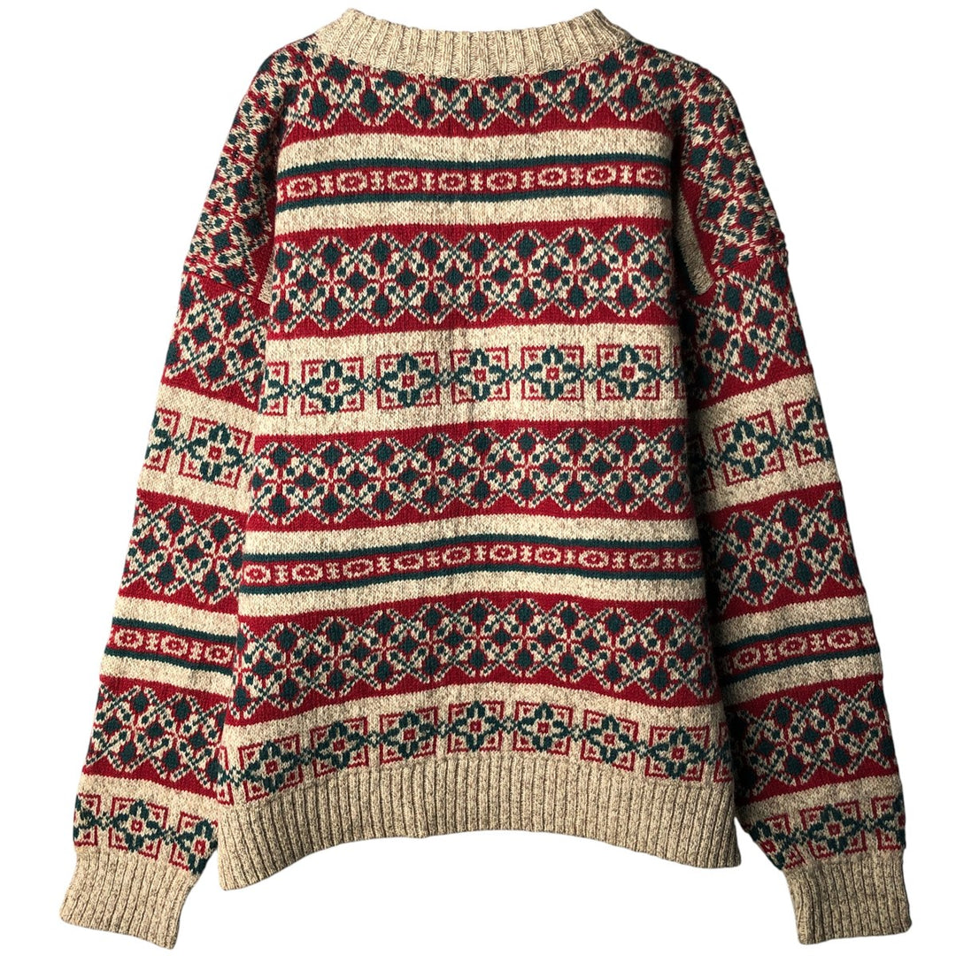 Vintage 80s-90'S Eddie Bauer Fair Isle wool knit sweater with black tag, men's size XL wool red type Vintage Second Hand