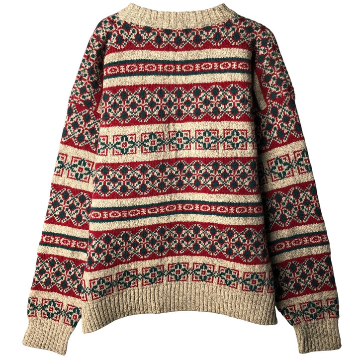 Vintage 80s-90'S Eddie Bauer Fair Isle wool knit sweater with black tag, men's size XL wool red type Vintage Second Hand
