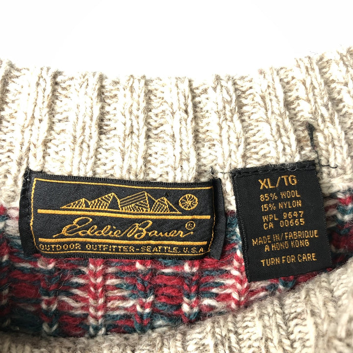Vintage 80s-90'S Eddie Bauer Fair Isle wool knit sweater with black tag, men's size XL wool red type Vintage Second Hand